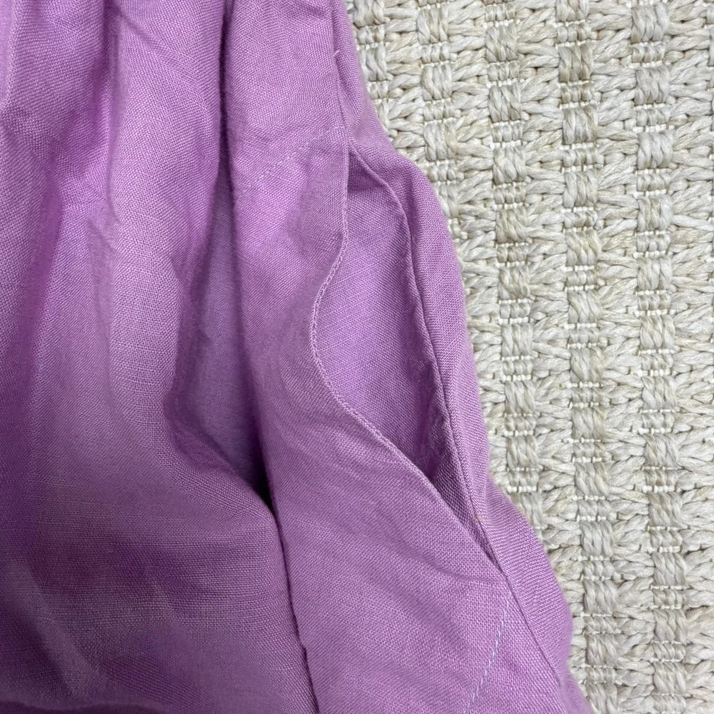 Matilda Jane Girls Dress Size 8 Purple Linen Sundress Ruffle Hem Pockets Whimsy